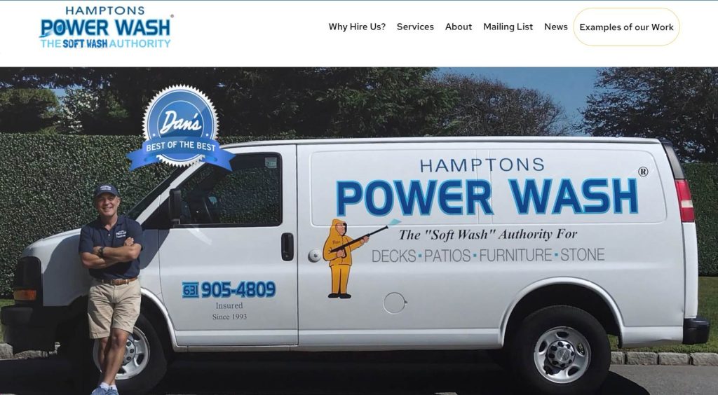 Hamptons Power Wash Website Image
